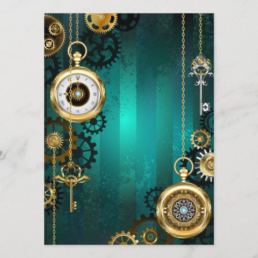 スチームパンクジュエリーウォッチを緑の背景 プログラム (正面)