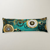 スチームパンクジュエリーウォッチを緑の背景 ボディピロー (裏面)