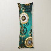 スチームパンクジュエリーウォッチを緑の背景 ボディピロー (裏面 (縦))