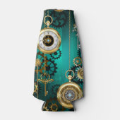 スチームパンクジュエリーウォッチを緑の背景 ボトルクーラー (正面)