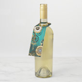 スチームパンクジュエリーウォッチを緑の背景 ボトルネックタグ (アングル)