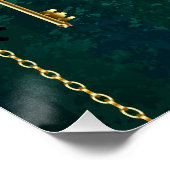 スチームパンクジュエリーウォッチを緑の背景 ポスター (コーナー)