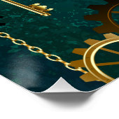 スチームパンクジュエリーウォッチを緑の背景 ポスター (コーナー)