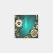 スチームパンクジュエリーウォッチを緑の背景 ポストイット (正面)