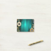 スチームパンクジュエリーウォッチを緑の背景 ポストイット (デスク上)