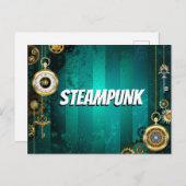 スチームパンクジュエリーウォッチを緑の背景 ポストカード (正面/裏面)