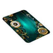 スチームパンクジュエリーウォッチを緑の背景 マグネット (右側)