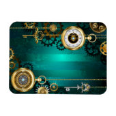 スチームパンクジュエリーウォッチを緑の背景 マグネット (横)