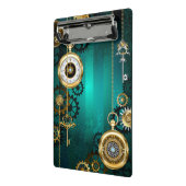 スチームパンクジュエリーウォッチを緑の背景 ミニクリップボード (アングル2)