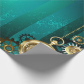 スチームパンクジュエリーウォッチを緑の背景 ラッピングペーパー (角)