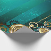 スチームパンクジュエリーウォッチを緑の背景 ラッピングペーパー (角)