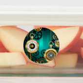 スチームパンクジュエリーウォッチを緑の背景 ラベル (貼付)