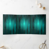 スチームパンクジュエリーウォッチを緑の背景 三つ折りプログラム (内部)