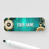 スチームパンクジュエリーウォッチを緑の背景 名札 (インサイチュ)