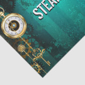 スチームパンクジュエリーウォッチを緑の背景 薄葉紙 (詳細)