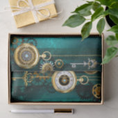 スチームパンクジュエリーウォッチを緑の背景 薄葉紙 (ギフト)