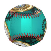 スチームパンクジュエリーウォッチを緑の背景 野球ボール (正面)