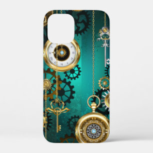 スチームパンクジュエリーウォッチを緑の背景 iPhone 12 MINI ケース