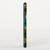 スチームパンクジュエリーウォッチを緑の背景 iPhoneケース (右側)