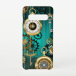 スチームパンクジュエリーウォッチを緑の背景 SAMSUNG GALAXY S10ケース<br><div class="desc">ジュエリー、金ゴールドチェーン付きの金ゴールドウォッチ、緑のテクスチャの背景の鍵。ステームパンクスタイル。</div>