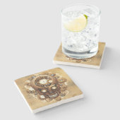 スチームパンクスカルゴシックスタイル ストーンコースター (横)