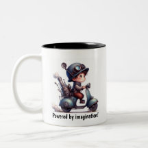 スチームパンクスクーターに乗って幸せな子ども