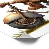 スチームパンクスクーターに乗る若い幸せな子ども ポスター (角)