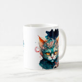スチームパンクスタイルの水彩猫 コーヒーマグカップ (正面右)