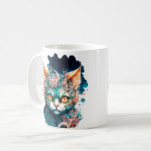 スチームパンクスタイルの水彩猫 コーヒーマグカップ (正面左)