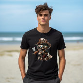 スチームパンクスタイルスケルトンとシガー Tシャツ