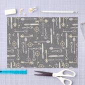 スチームパンクスタイル鍵パターン 薄葉紙 (クラフト)