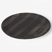 スチームパンクストライプのブラウン背景 ペーパープレート (アングル)