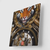 スチームパンクタイガーウォールクロック スクエア壁時計 (傾斜)