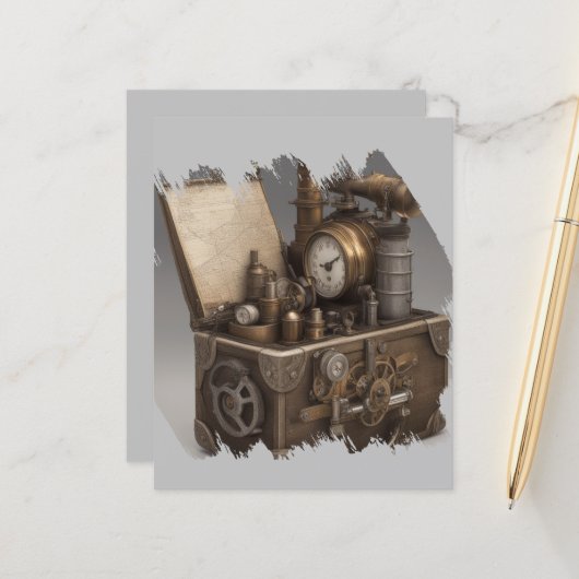 スチームパンクタイムマシン – ヴィンテージ宝箱 (正面/裏面インサイチュ)