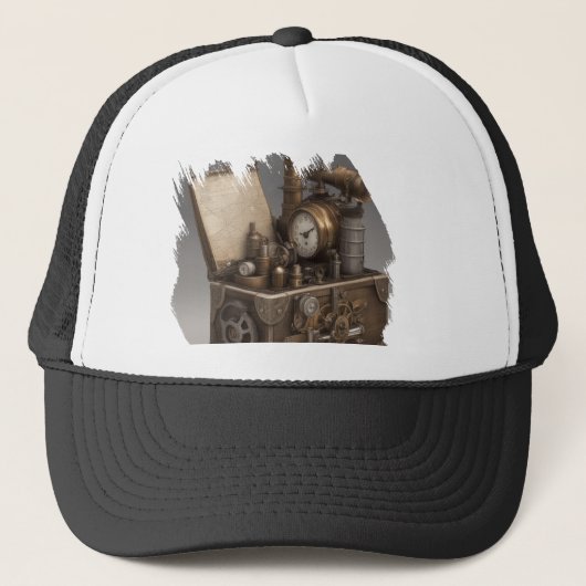 スチームパンクタイムマシン – ヴィンテージ宝箱 キャップ (正面)