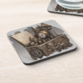 スチームパンクタイムマシン – ヴィンテージ宝箱 コースター (左側)