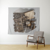 スチームパンクタイムマシン – ヴィンテージ宝箱 タペストリー (インサイチュ(横))