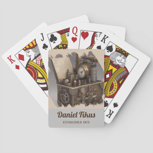 スチームパンクタイムマシン – ヴィンテージ宝箱 トランプ (裏面)