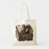 スチームパンクタイムマシン – ヴィンテージ宝箱 トートバッグ (正面)