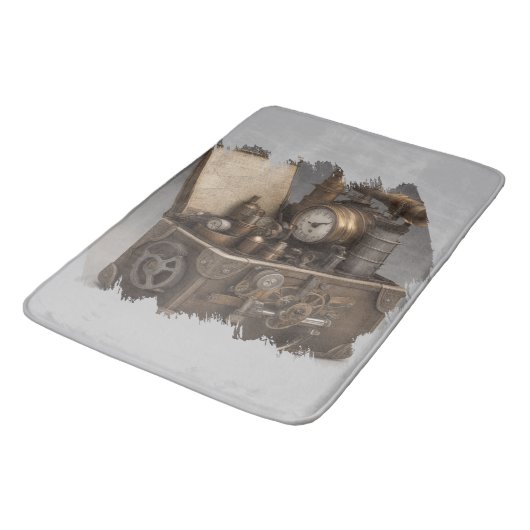 スチームパンクタイムマシン – ヴィンテージ宝箱 バスマット (アングル)