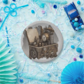 スチームパンクタイムマシン – ヴィンテージ宝箱 ペーパープレート (パーティー)