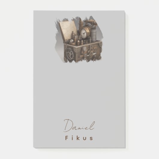 スチームパンクタイムマシン – ヴィンテージ宝箱 ポストイット (正面)