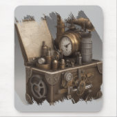 スチームパンクタイムマシン – ヴィンテージ宝箱 マウスパッド (正面)