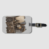 スチームパンクタイムマシン – ヴィンテージ宝箱 ラゲッジタグ (正面横)