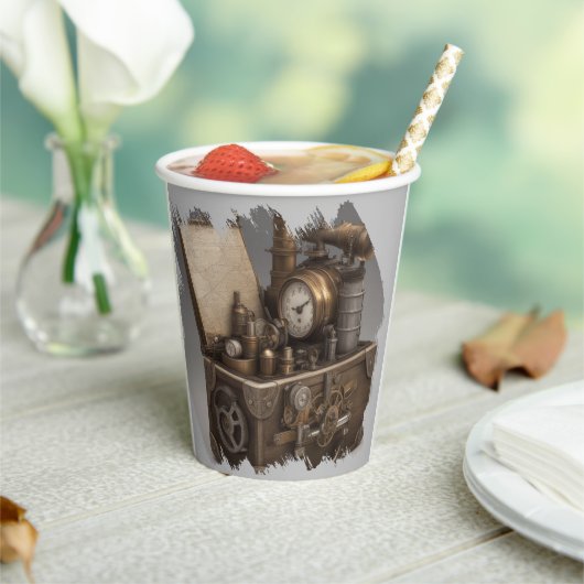 スチームパンクタイムマシン – ヴィンテージ宝箱 紙コップ (インサイチュ)