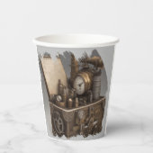 スチームパンクタイムマシン – ヴィンテージ宝箱 紙コップ (正面)