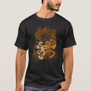 スチームパンクタコ乗用自転車海クラーケンバイク Tシャツ