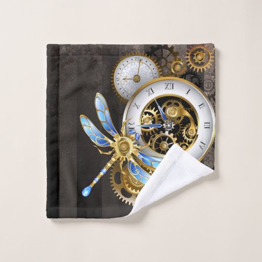 スチームパンクダイアルとトンボ バスタオルセット (ウォッシュタオル)
