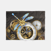 スチームパンクダイアルとトンボ フリースブランケット (正面(横))