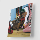 スチームパンクダックスフーズビクトリアンブーツ スクエア壁時計 (傾斜)